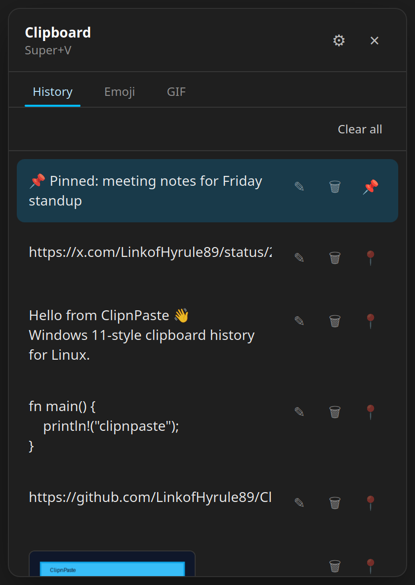 Clipboard history